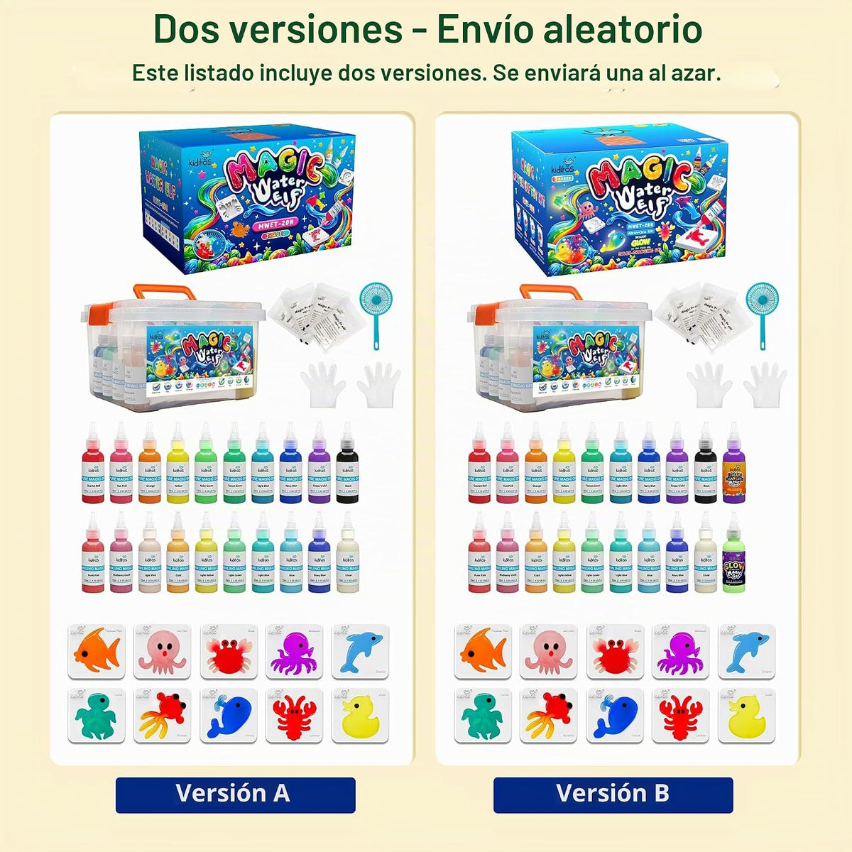 Kiditos Kit de juguetes mágicos de elfo de agua, squishies para niños