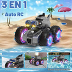 Coche de control remoto anfibio con pistola de agua