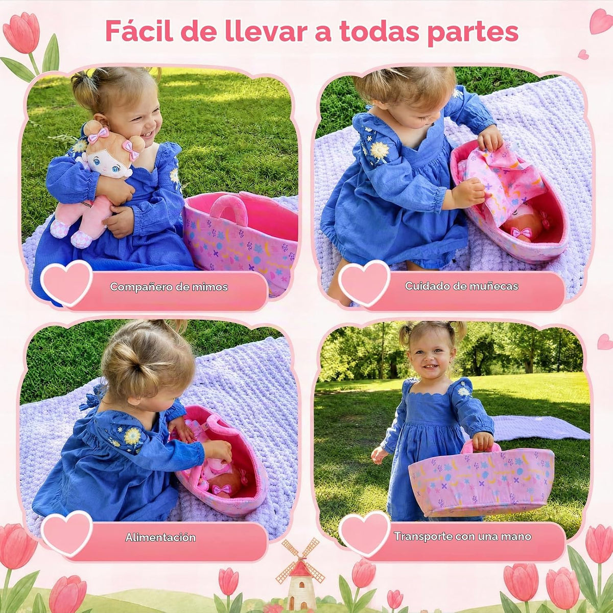 OUOZZZ Baby Doll Accessories con Soft Doll, Bassinet, Blanket y Bottle