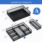 Organizador de cajones de escritorio, paquete de 4 de malla