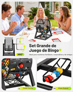 Juego de bingo de lujo grande de 12 pulgadas con jaula, tablero, bolas, 30