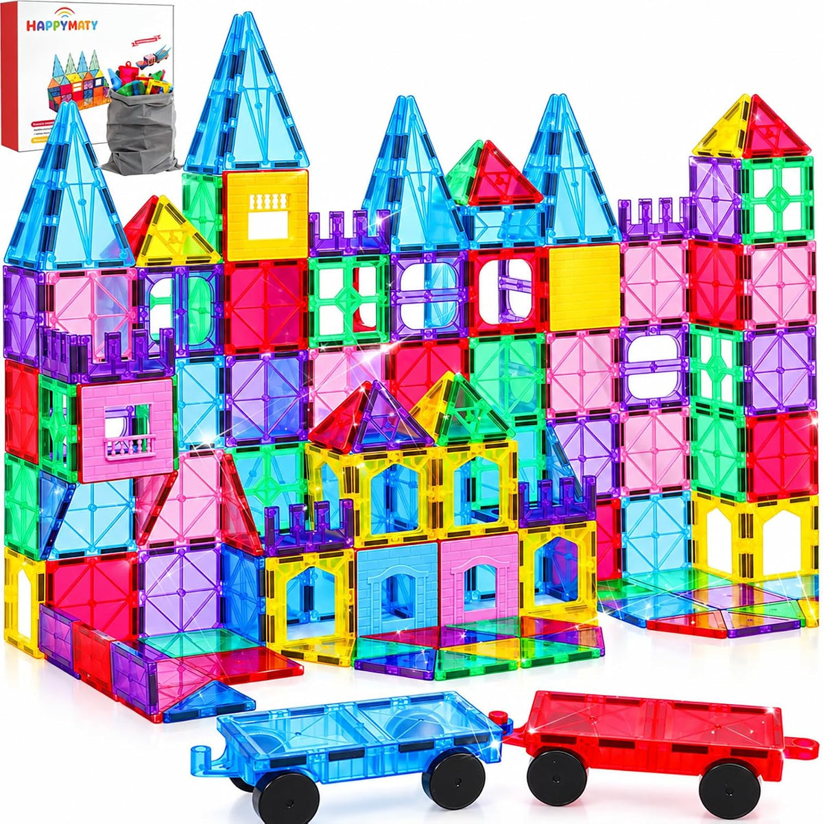 Azulejos magnéticos antibacterianos, juego de bloques de construcción STEM 3D de 142 piezas