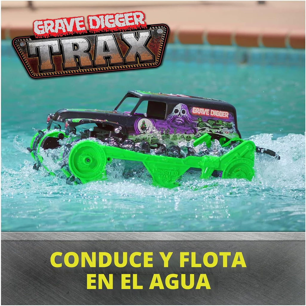 Monster Jam Grave Digger Trax All-Terrain RC Toy Truck, 1:15 Scale