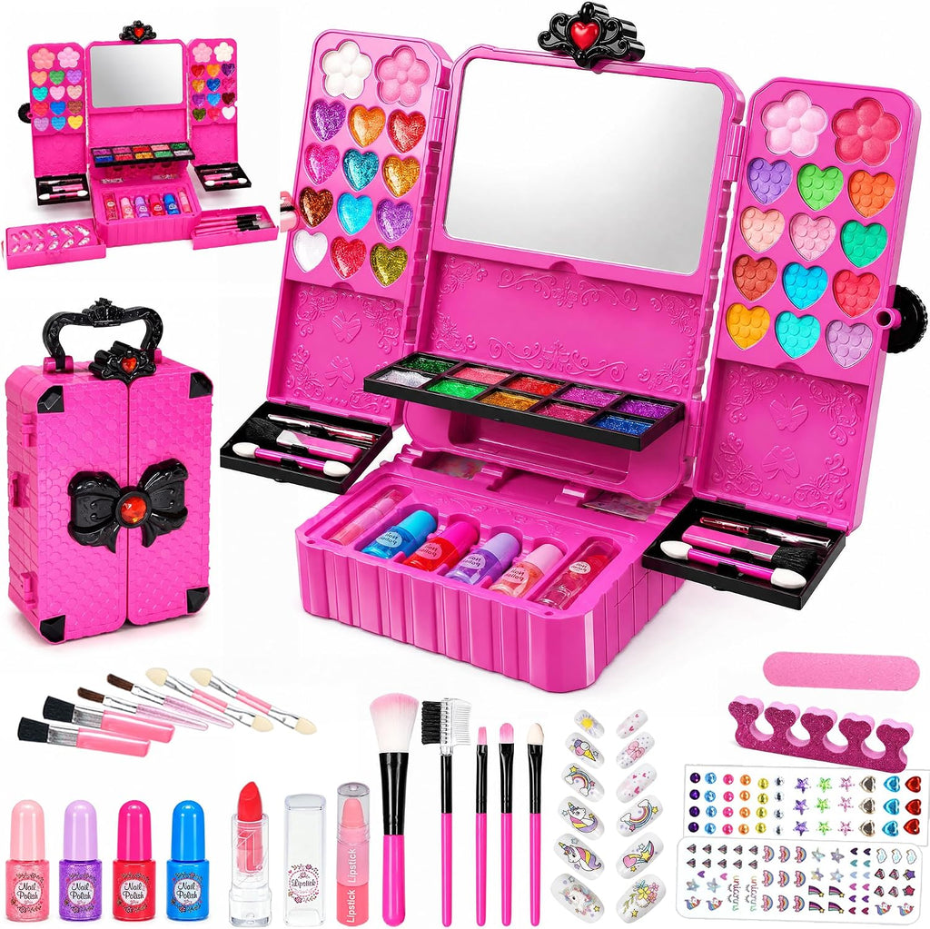 Juegos de maquillaje para niñas de 5 a 8 años, kit de maquillaje de juego para edades 3456789 10 años de edad, regalos de cumpleaños para niñas