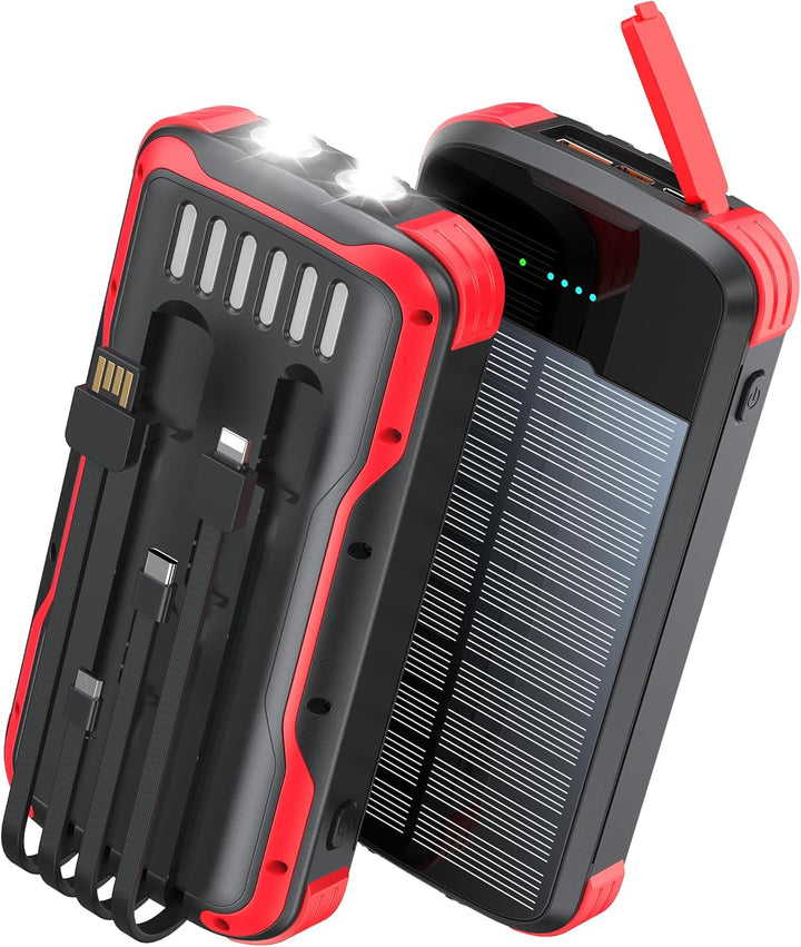 SOXONO Banco de energía con cargador solar, batería externa PD de c...