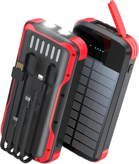 SOXONO Banco de energía con cargador solar, batería externa PD de c...