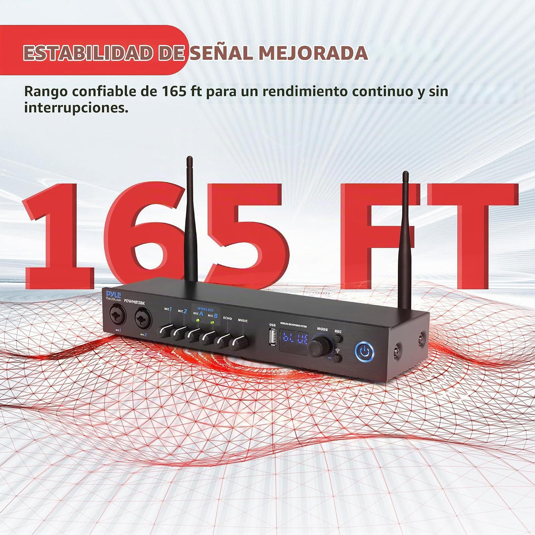 Sistema de micrófono inalámbrico digital Pyle con Bluetooth - Inclu...