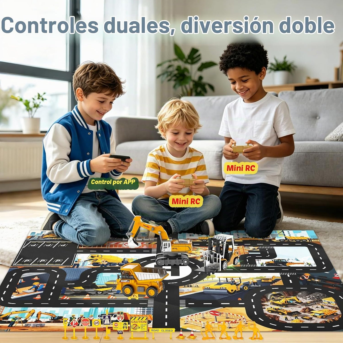 Mini vehículos de construcción RC 1:64 carretilla elevadora excavadora