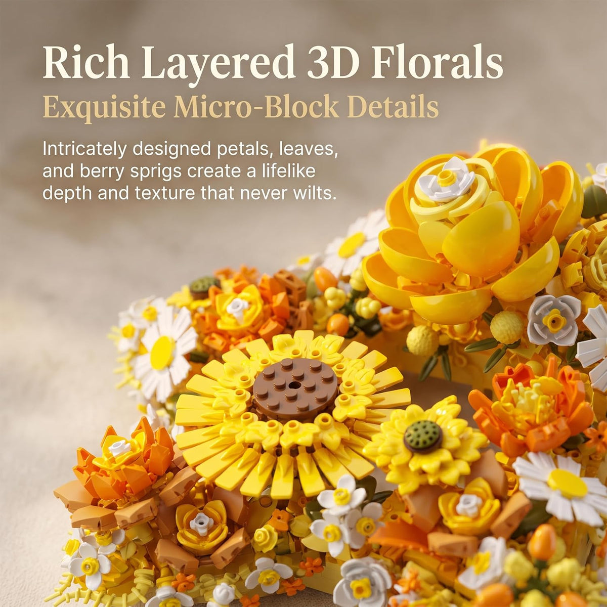 Botanicals Star Flowers Building Block Set, compatible con Lego
