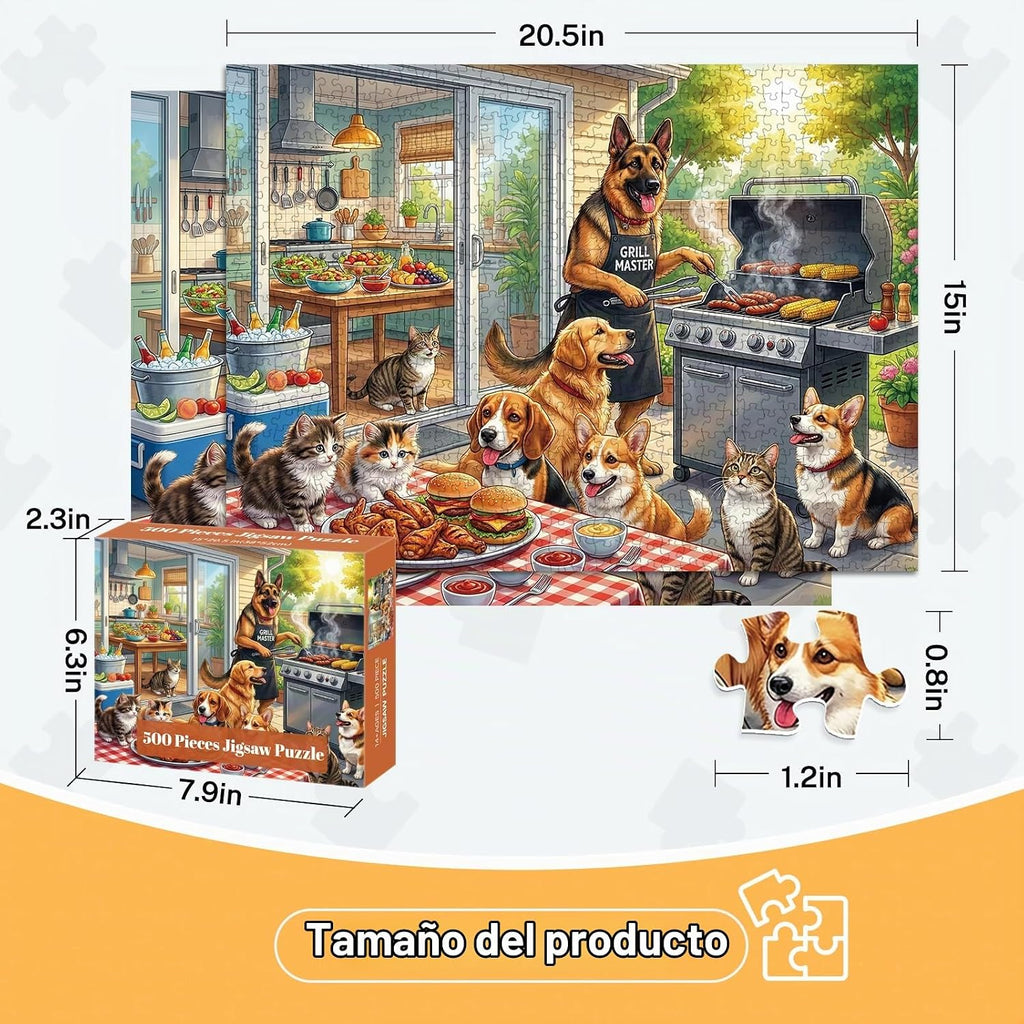 Paquete de 4 rompecabezas de 500 piezas para adultos, divertidos perros, gatos, pájaros, flores, rompecabezas para adultos, 500 piezas, divertidos rompecabezas desafiantes de 500 piezas para adultos