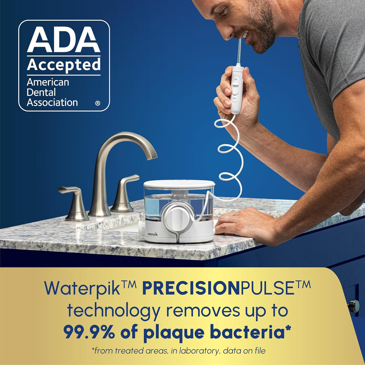 Waterpik ION - Irrigador de agua recargable con 10 ajustes, 5 puntas, color