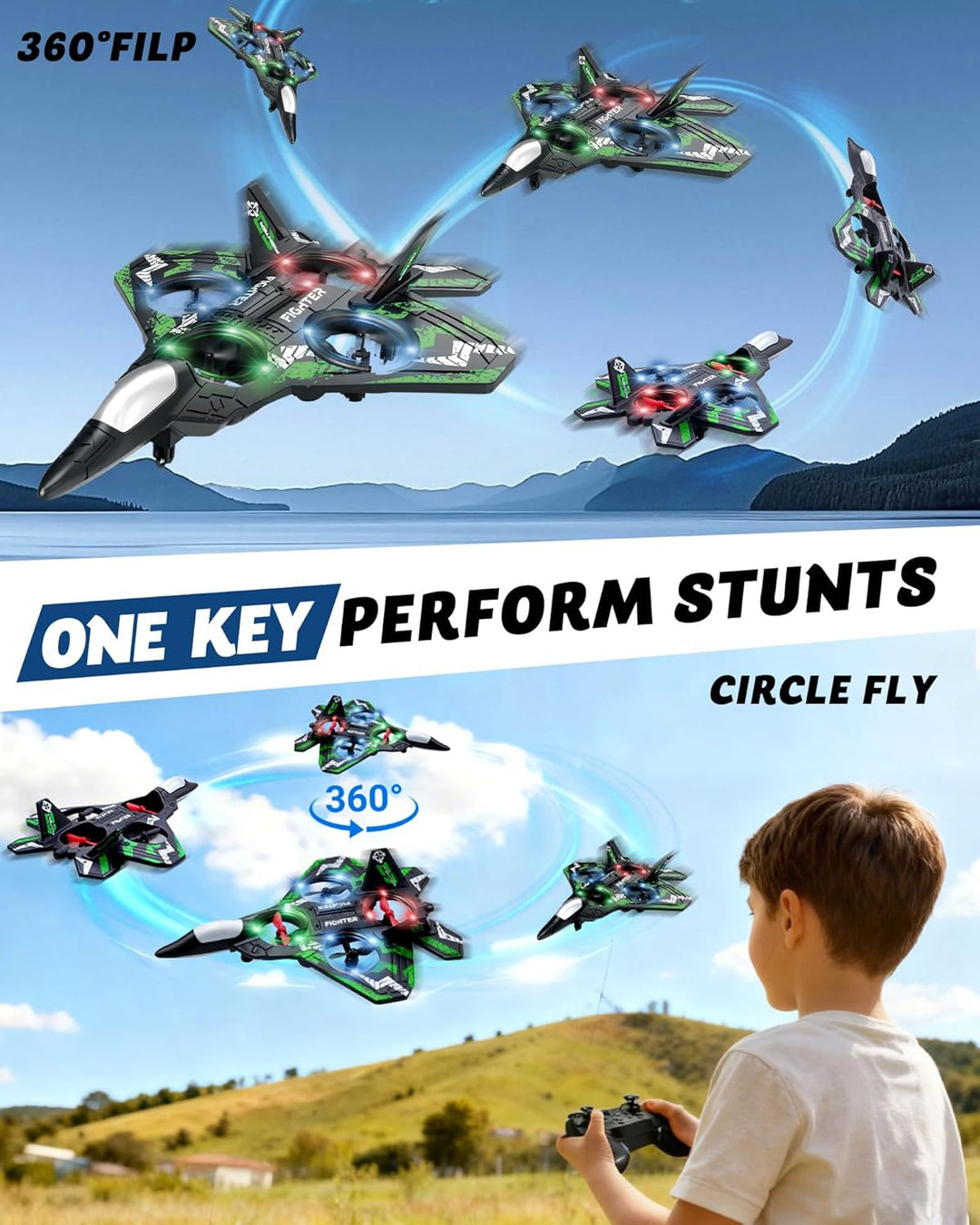 JoyRapt Drones para niños con forma de avión a control remoto, avió...