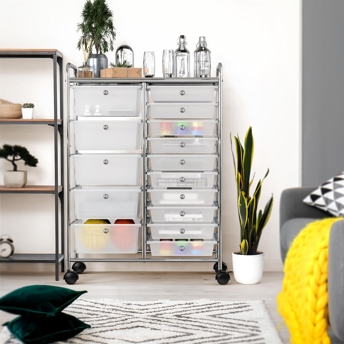 Lámpara Simple Houseware Carrito utilitario con ruedas de 15 cajones