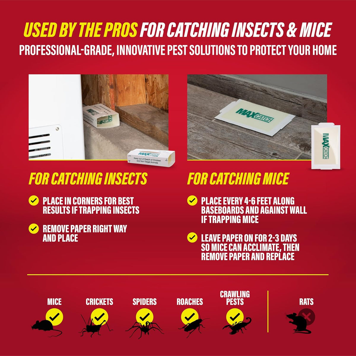 Catchmaster Max-Catch - Trampas de pegamento para ratones e insecto...