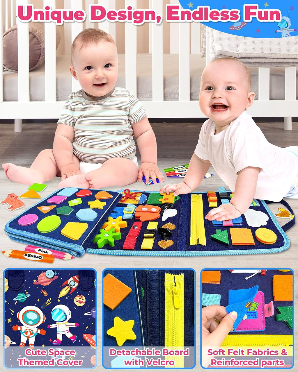 Juguetes Montessori de tablero ocupado para niños pequeños, regalos de cumpleaños, libro ocupado, juguetes sensoriales para niños pequeños, actividades educativas de viaje para niños pequeños