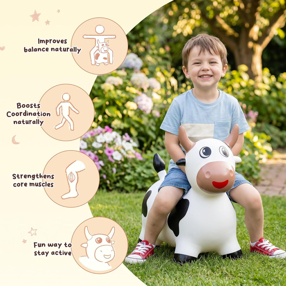 Cow Bouncy Animal Hopper | Caballo Saltarín para Niños Pequeños de 18M+