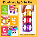 Juego de bloques de construcción magnéticos 3 en 1, 92 piezas, azulejos magnéticos, carrera de pelota y pista de tren de carreras, juguete educativo STEM para niños a partir de 3 años