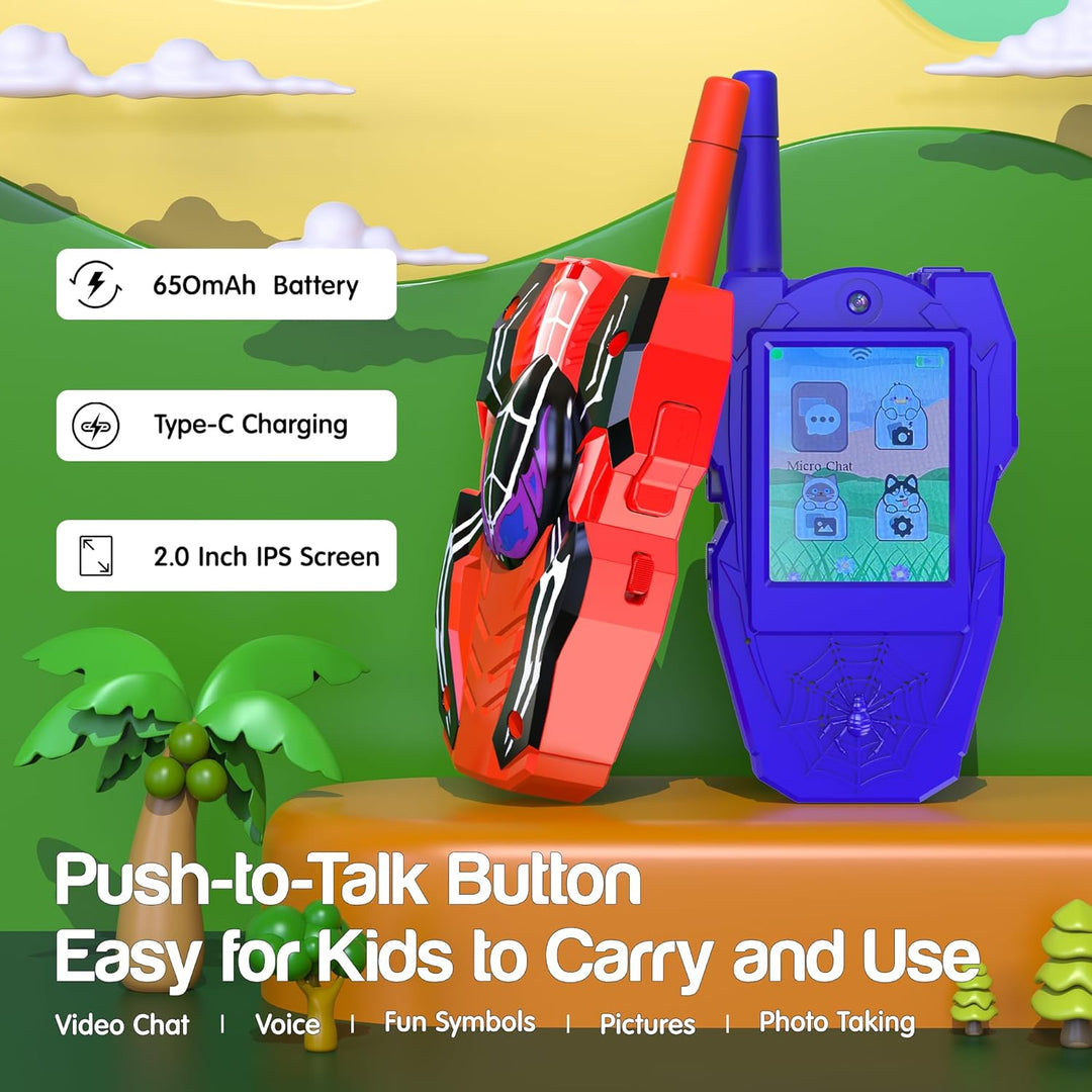Walkie Talkies de video para niños, paquete de 2 unidades, cámara d...