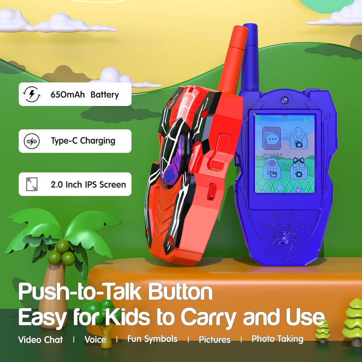Walkie Talkies de video para niños, paquete de 2 unidades, cámara d...