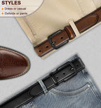 BULLIANT Cinturón para hombre, 2 unidades, cinturón de cuero, 7 agu...