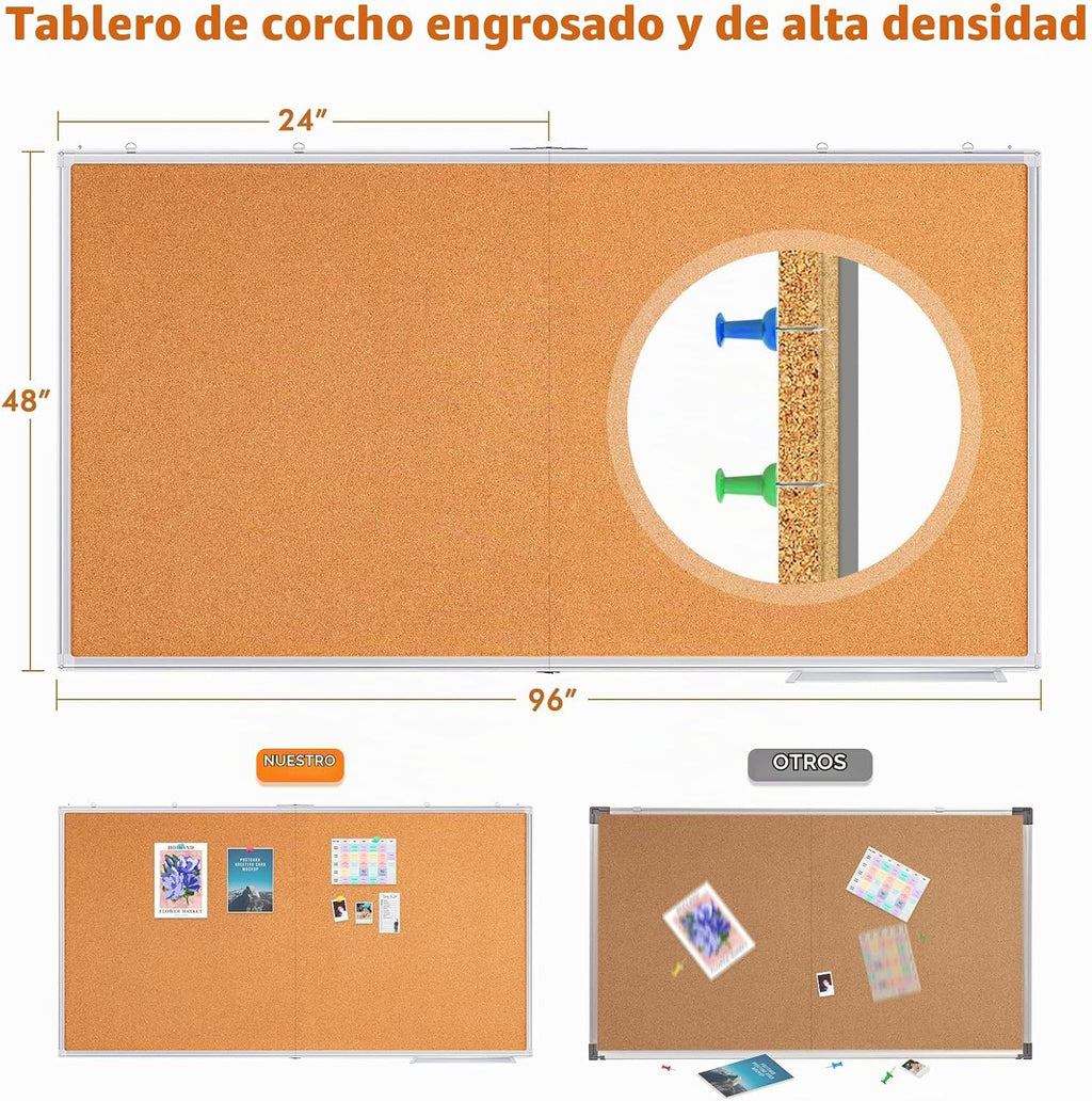 Maxtek Tablero de corcho de 96 x 48 pulgadas, tablero de anuncios grande