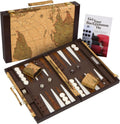 Get The Games Out Juego de Backgammon, Estuche de Juego de Mesa Clásico, 2 Jugadores, Incluye Guía de Estrategia y Consejos, Perfecto para Fiestas y Noches de Juego Familiares - Grande, Mapa