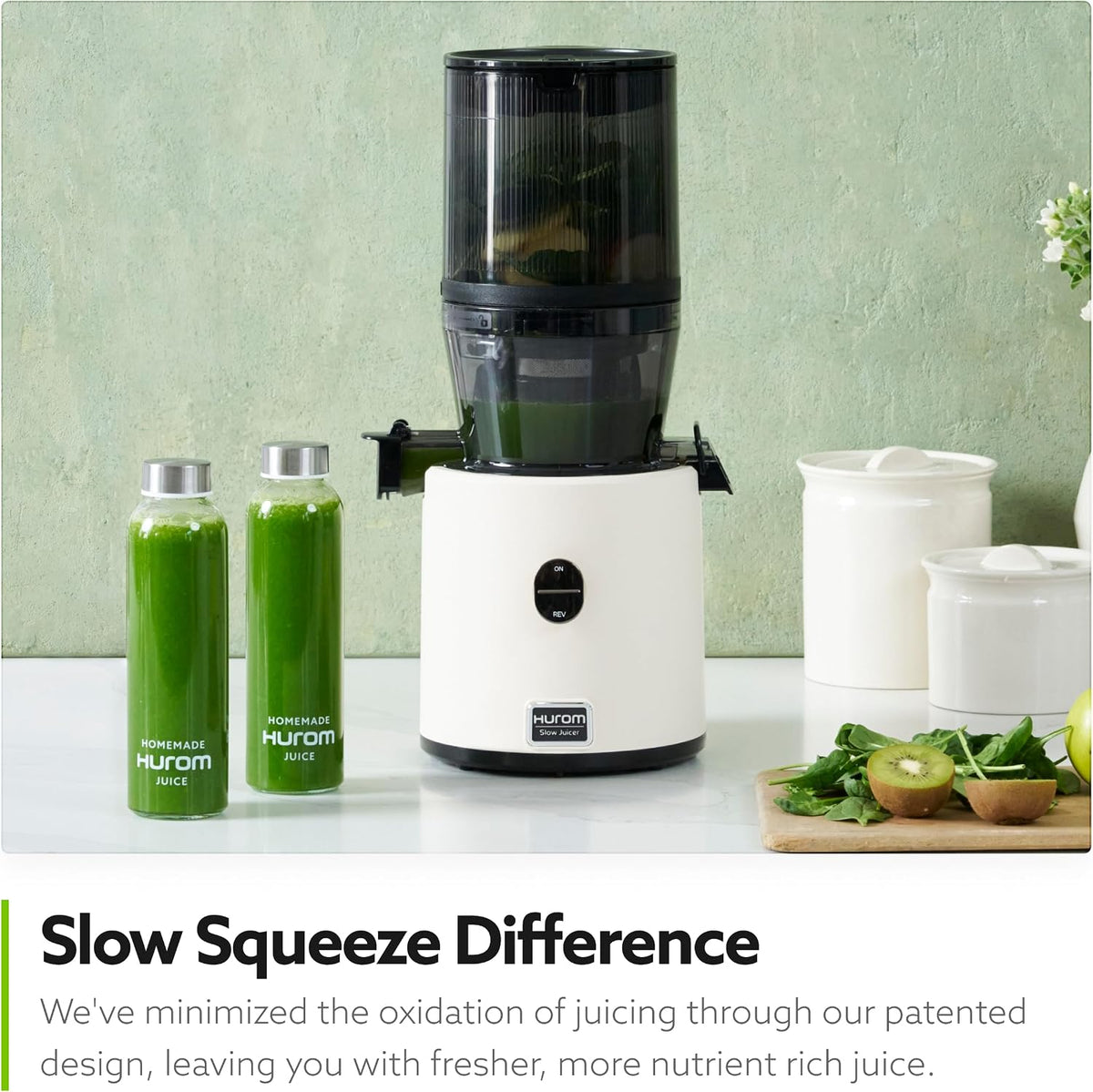 Hurom H330 - Exprimidor de prensa en frío - Carbón - Exprimidor lento para frutas y verduras enteras, motor silencioso, sin BPA, fácil de limpiar, ecológico, fabricado en Corea