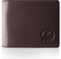 Cartera de cuero de grano completo para hombre, minimalista, delgada, plegable, con bloqueo RFID, con bolsillo para efectivo, 8 ranuras para tarjetas (marrón oscuro)