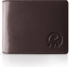 Cartera de cuero de grano completo para hombre, minimalista, delgada, plegable, con bloqueo RFID, con bolsillo para efectivo, 8 ranuras para tarjetas (marrón oscuro)