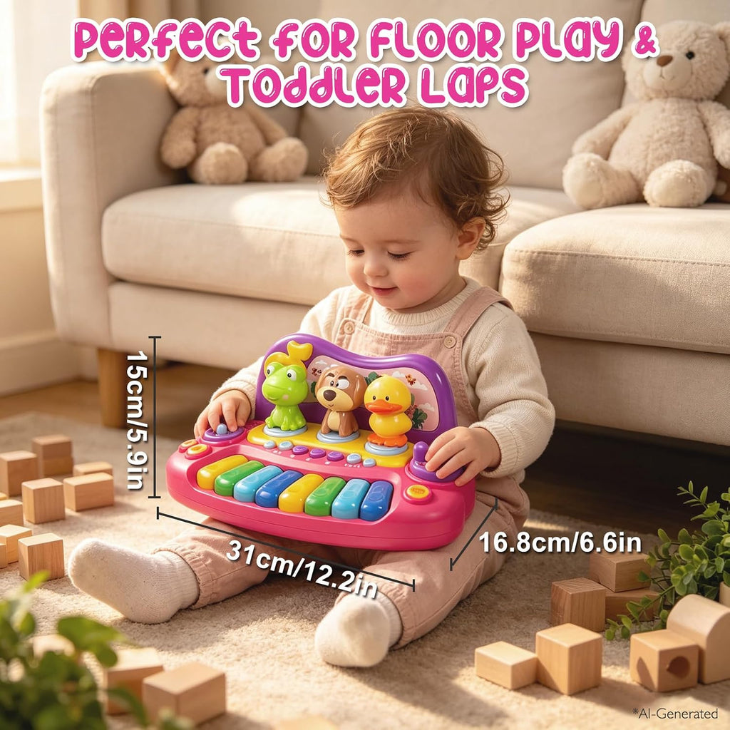 Sealive Piano para Niños Pequeños, Teclado Musical con Animales Giratorios, Grabación
