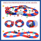 Juguetes de Camiones Monstruo Héroe Araña para Niños y Niñas de 3, 4, 5, 6, 7, 8, 9 Años: Set de Pista de Carreras con 2 Coches Araña Eléctricos, Juguetes para Niños, Regalo para Niños y Niñas de 3-9