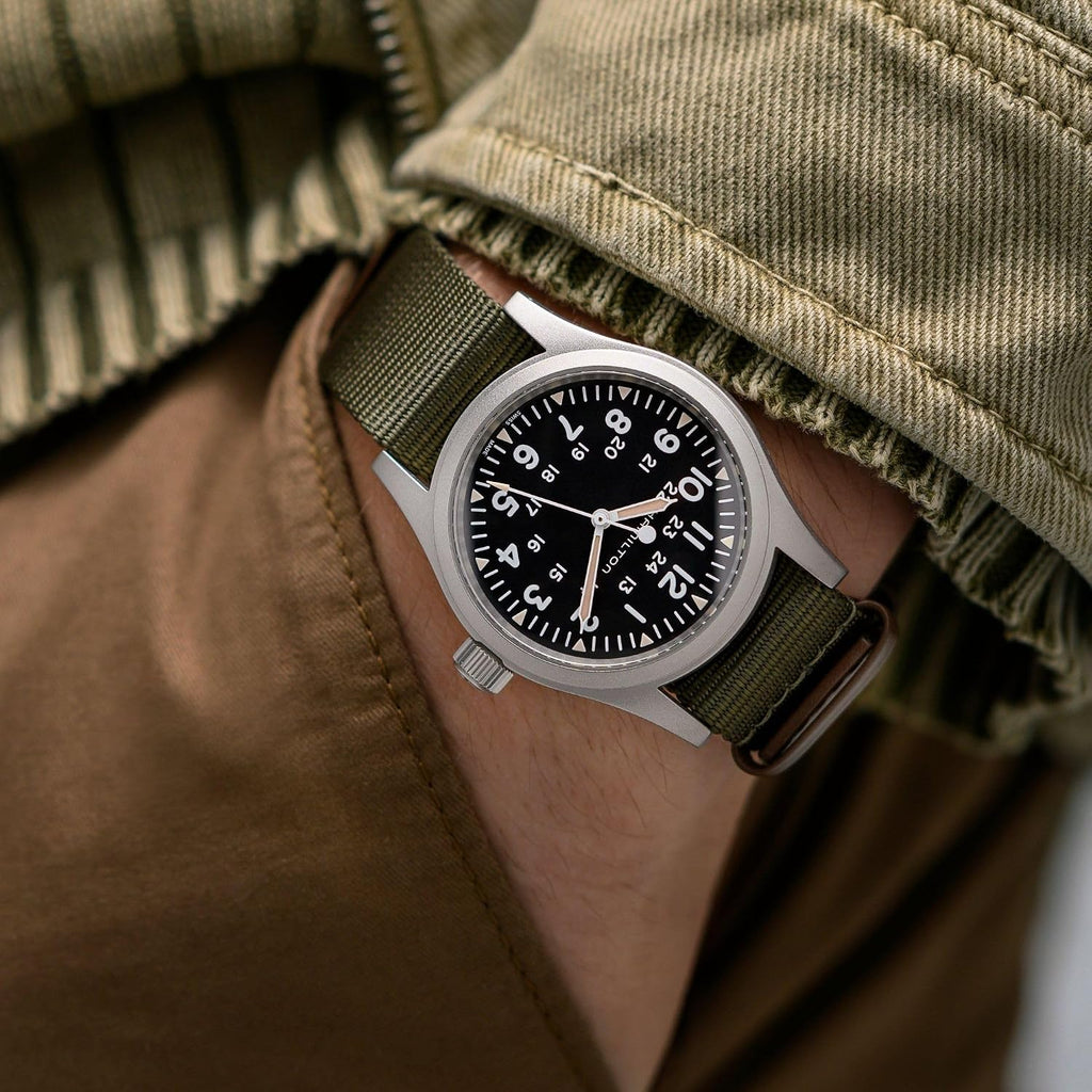 Hamilton Khaki Field Reloj mecánico para hombre, caja de acero inoxidable