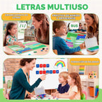 JoyCat 3 juegos de azulejos magnéticos de letras, carpeta de construcción