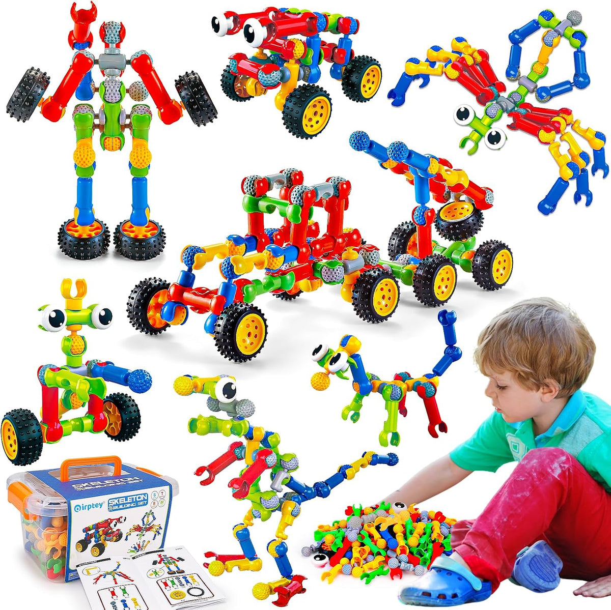 Juguetes de construcción STEM para niños de 3, 4, 5, 6, 7, 8+ años, niño niña, regalo de cumpleaños, 125 piezas, kits educativos de bloques de construcción para preescolar, actividades de ingeniería