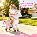FUNLIO Caballo de unicornio para niños de 5 a 12 años, juguetes de felpa con ruedas para jugar en interiores y exteriores, fácil de montar, certificado CPC y CE, grande