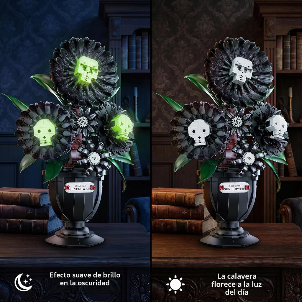 Kit de construcción de girasol de calavera gótica, regalo de decoración de