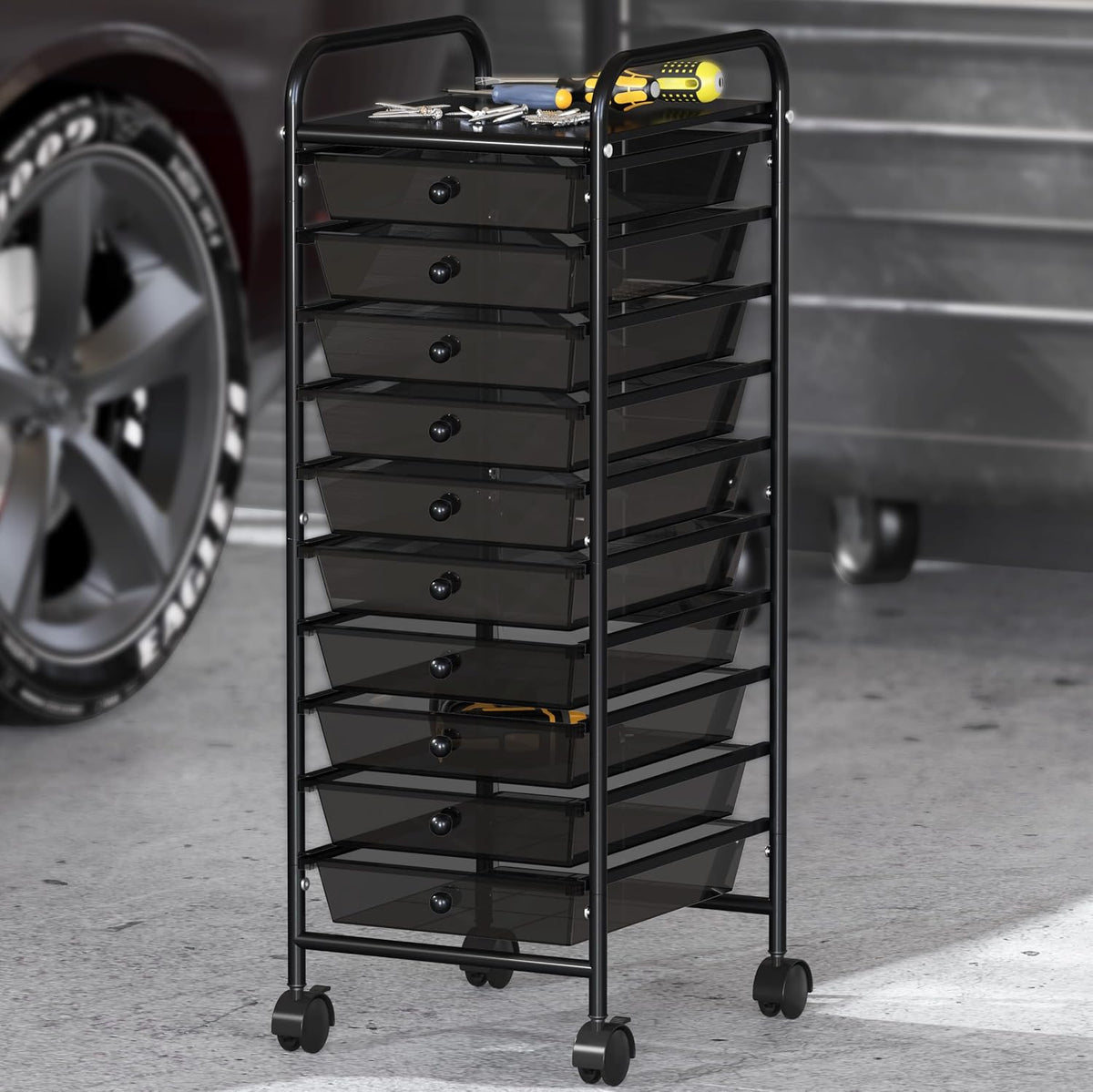 Lámpara Simple Houseware Organizador de carrito utilitario con ruedas con 10