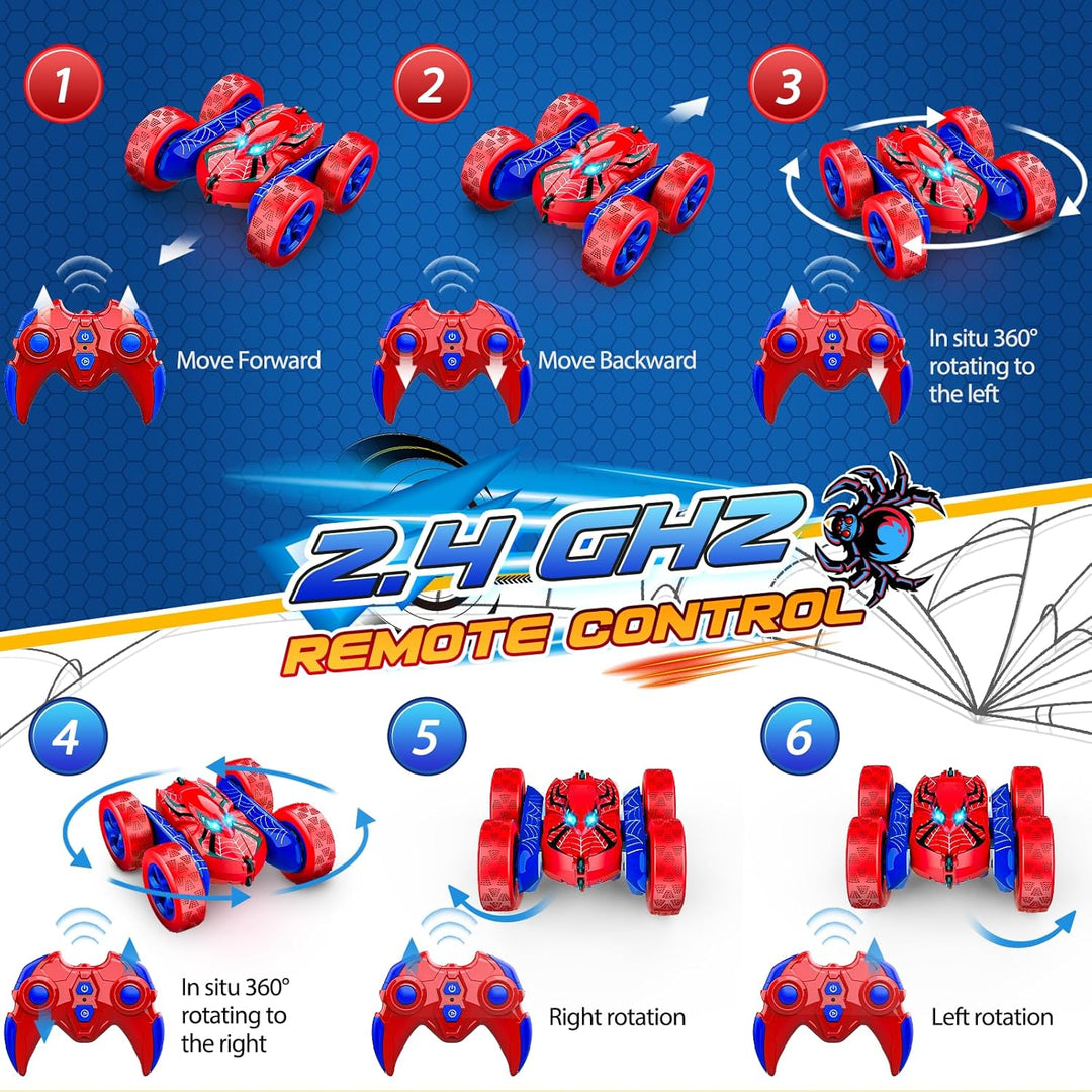 SYOKZEY Spider - Autos a control remoto, doble cara 360° Flip 4WD r...