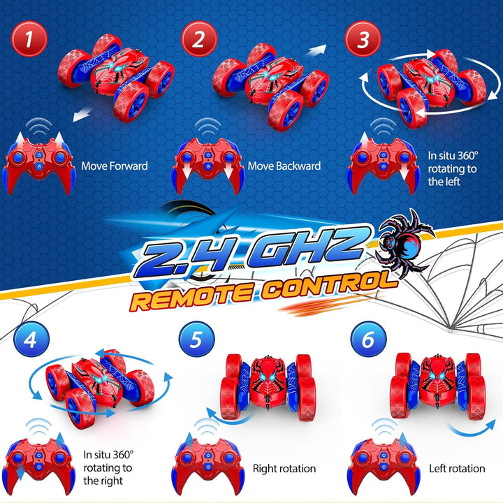 SYOKZEY Spider - Autos a control remoto, doble cara 360° Flip 4WD r...