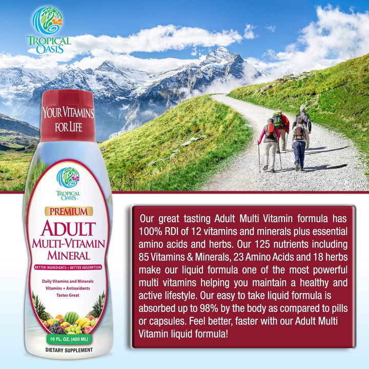 Tropical Oasis Multivitamínico líquido para adultos, suplemento mul...