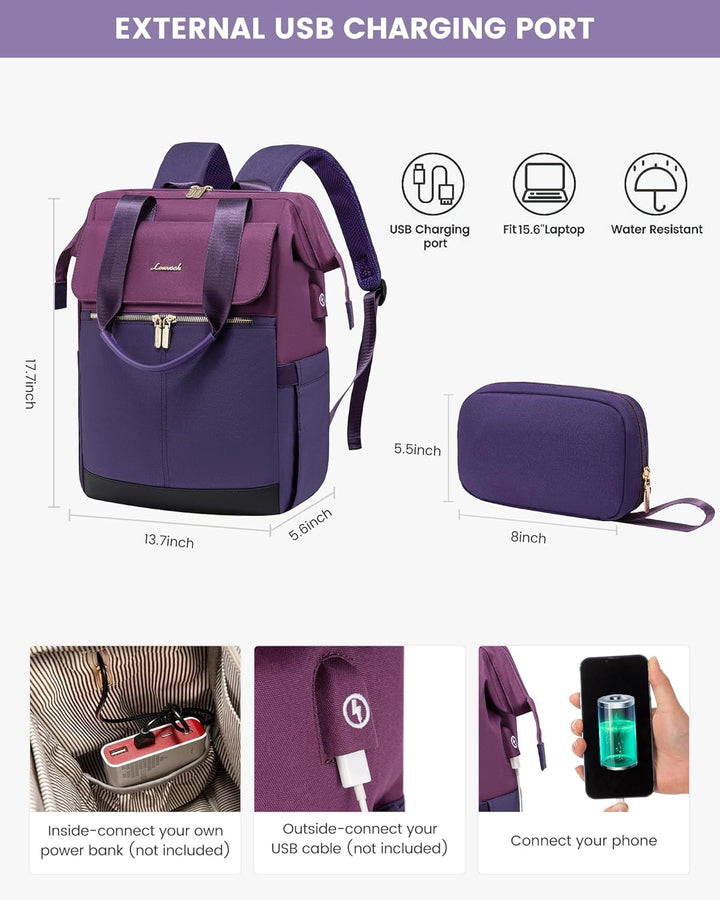 LOVEVOOK Mochila para laptop para mujer, mochila de trabajo convert...