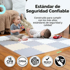 MioTetto Tapete de juego para bebé, azulejos de espuma suave para niños. Azulejos de espuma entrelazados ajustables, se adapta a corralito de 50 x 50 pulgadas, tapete de bebé para gatear y desarrollar, tapete de juego seguro y no tóxico para bebés de 6 a