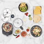 Cuisinart Procesador de alimentos de diseño elegante y moderno de 7 tazas con dos controles fáciles y cuchilla universal para picar, mezclar y masa (gris)