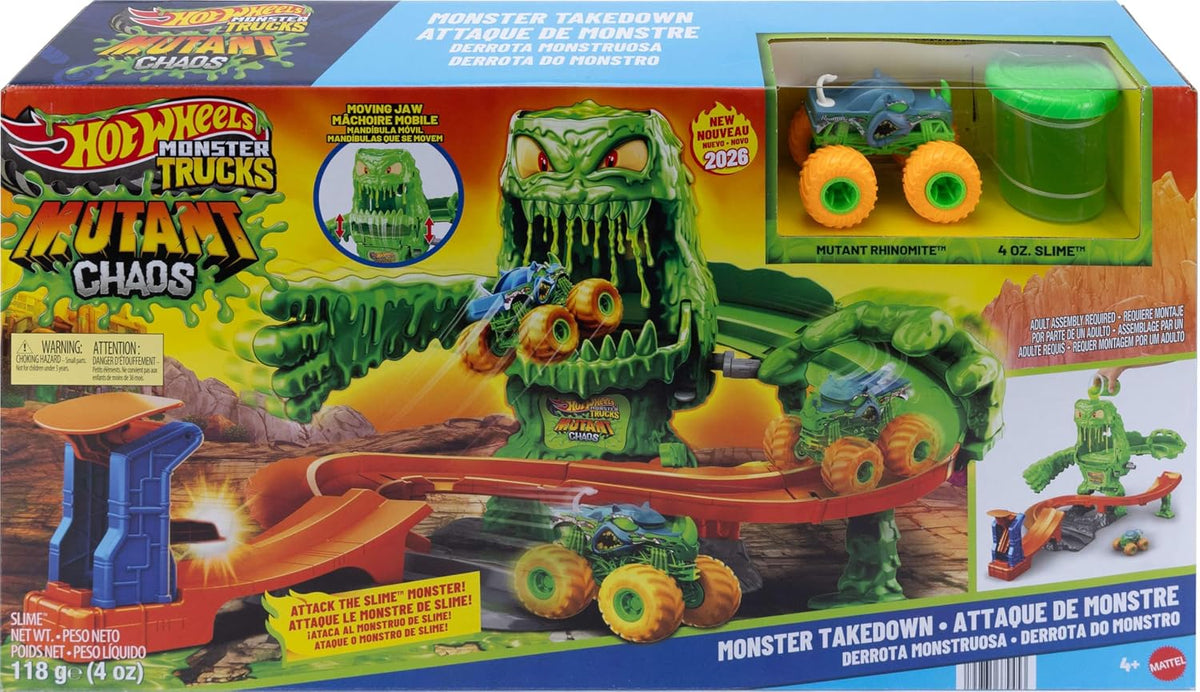 Hot Wheels Monster Trucks Mutant Monster Takedown Playset & Rhinomite