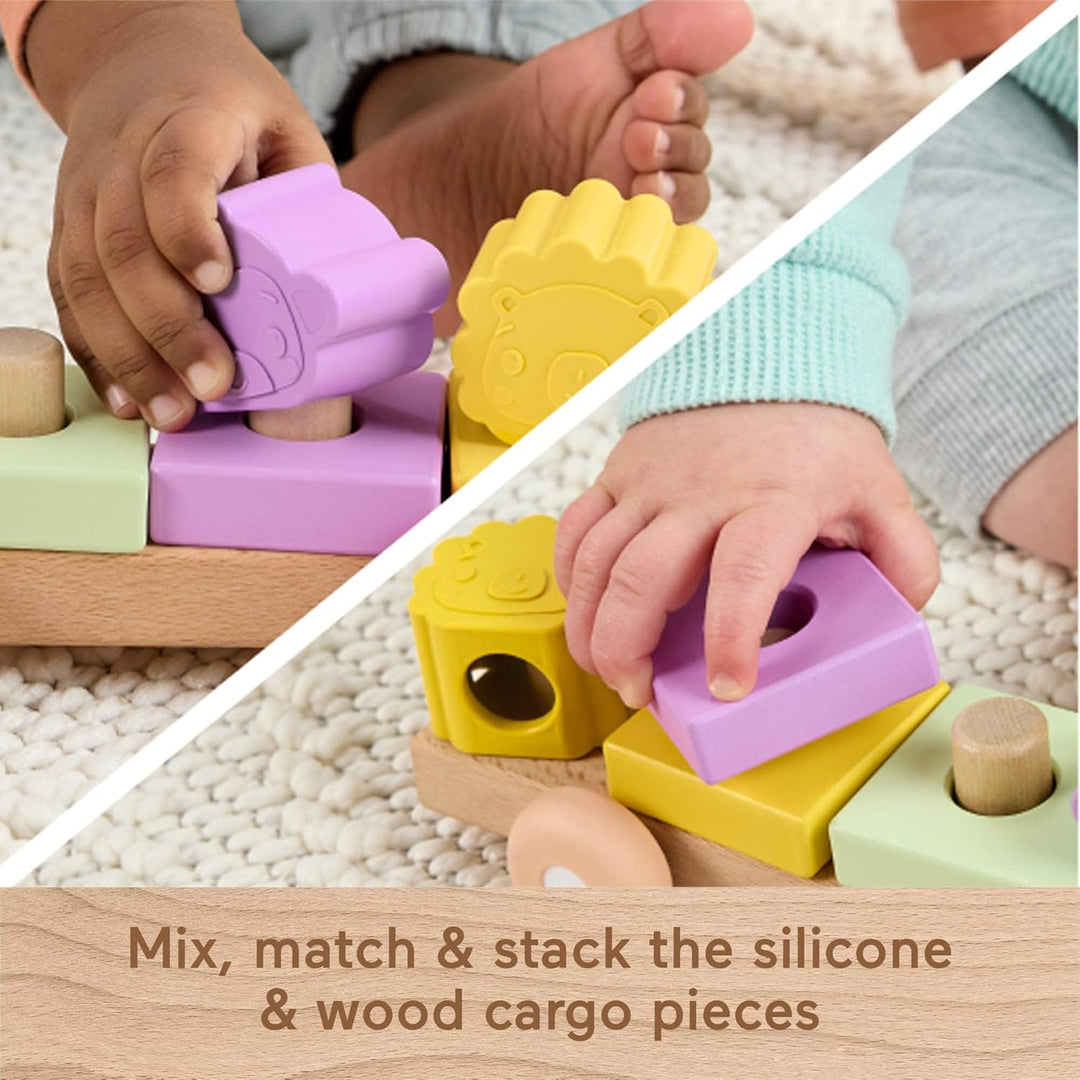 Fisher-Price Tren apilable de juguete de madera para bebé