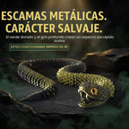 Modelo de serpiente impreso en 3D sobredimensionado de 35.5 in con dientes móviles (Negro Dorado)