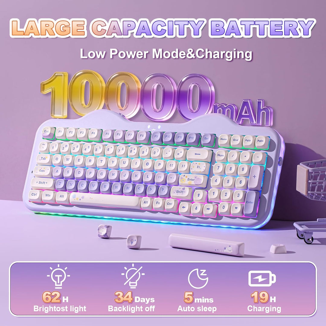 YUNZII C98 Wireless Mechanical Keyboard with Number Pad,99 Key BT5....