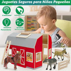 Juguetes de granero de madera para niños pequeños de 3, 4 y 5 años, juguetes de animales de granja para niños y niñas