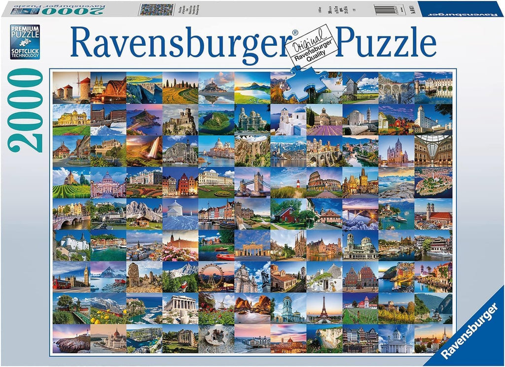 Ravensburger - 99 lugares en Europa - Rompecabezas de 1000 piezas - Impresionantes instantáneas de los lugares más populares de Europa - Castillos, puentes y más - Idea de regalo - Rompecabezas para