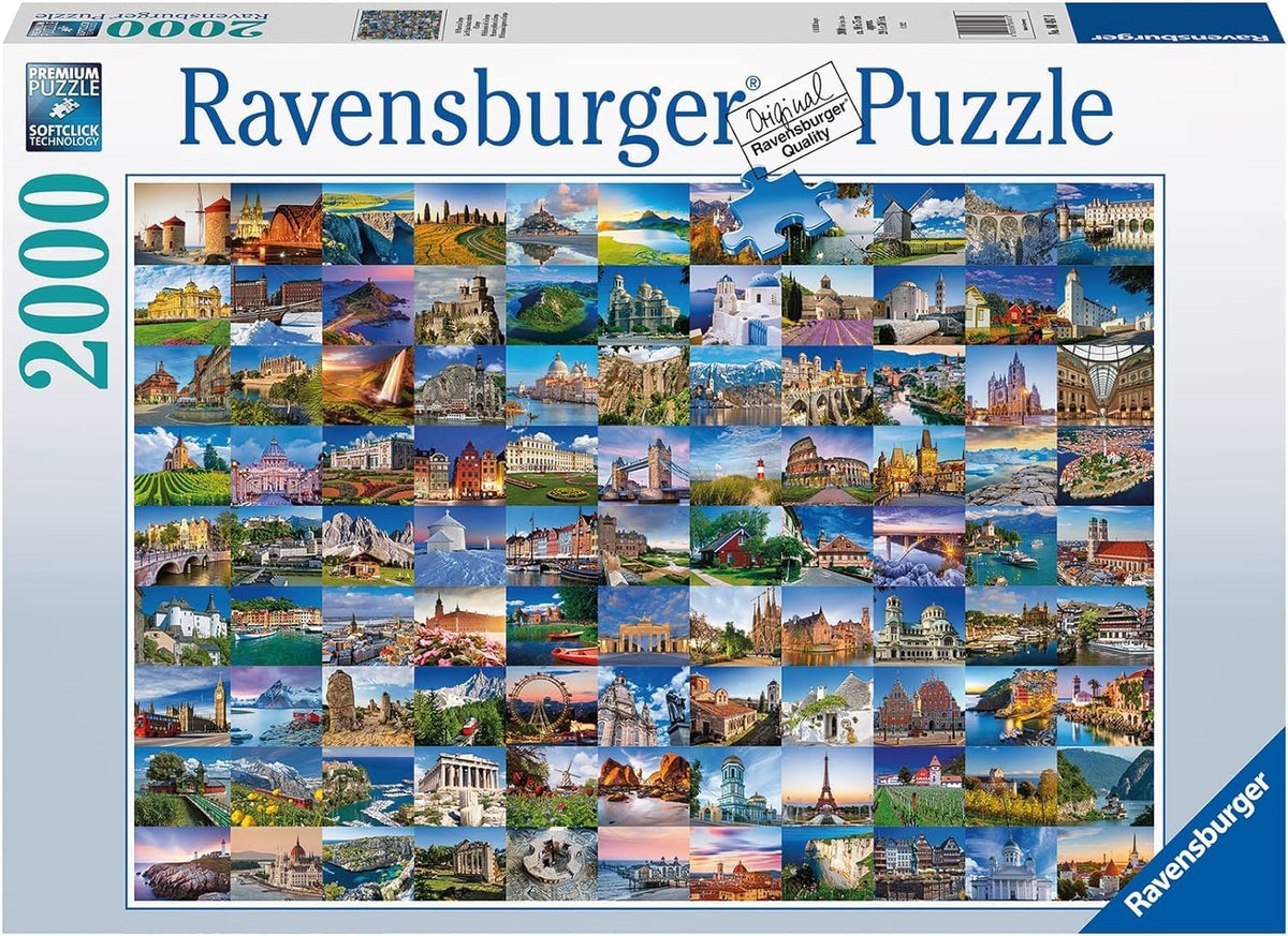 Ravensburger - 99 lugares en Europa - Rompecabezas de 1000 piezas - Impresionantes instantáneas de los lugares más populares de Europa - Castillos, puentes y más - Idea de regalo - Rompecabezas para